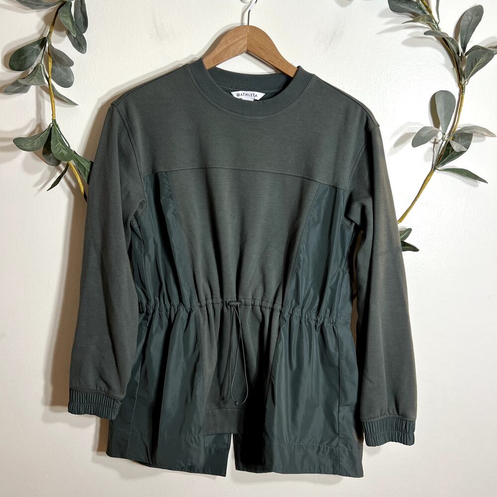 Athleta Green Cinch Waist Sweatshirt